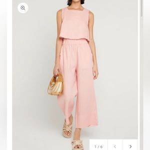 Kourt Willow Two-Piece Top and Pants Pink Linen Set
